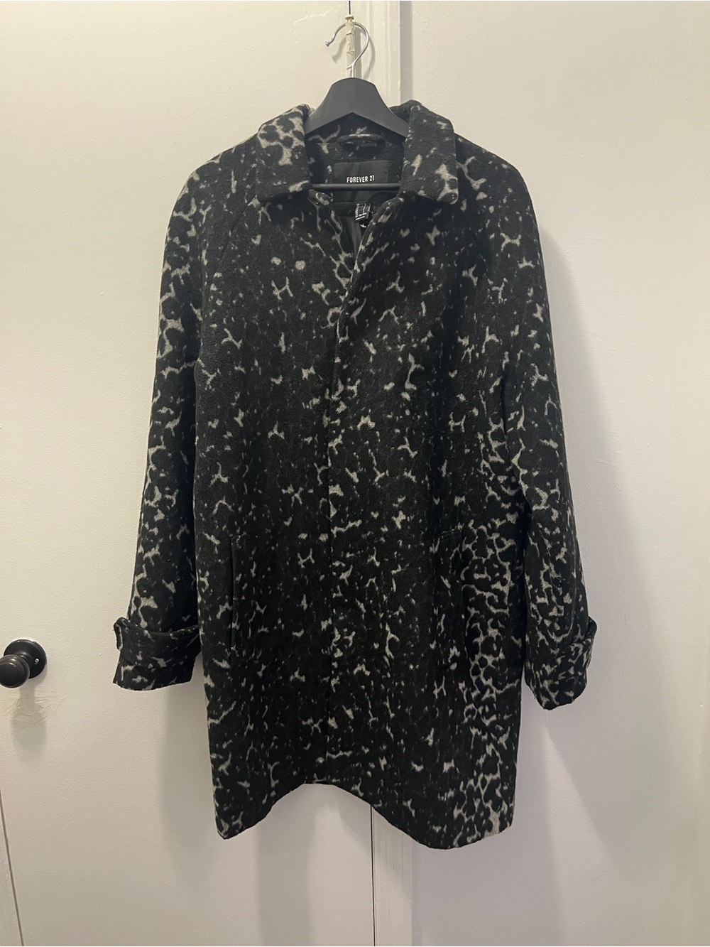 Forever 21 Black and White Patterned Pea Coat